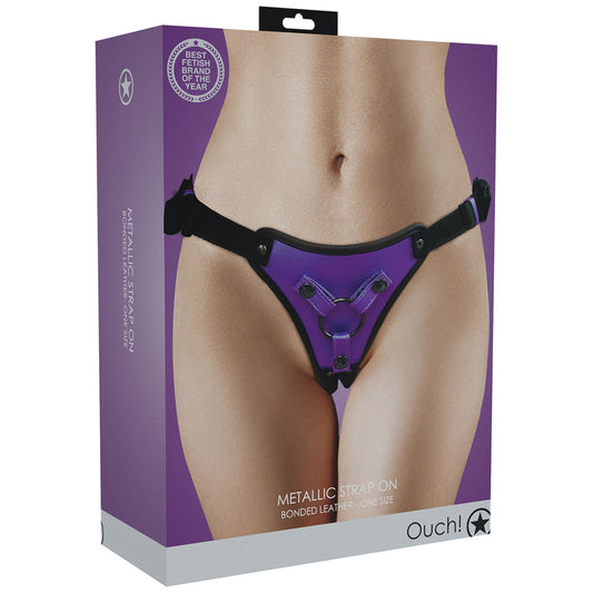 OUCH! Metallic Strap On Harness - Metallic Purple - Just for you desires