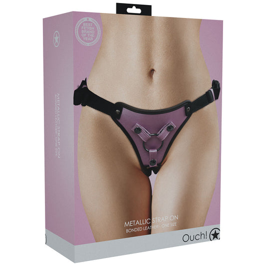 OUCH! Metallic Strap On Harness - Rose - Just for you desires