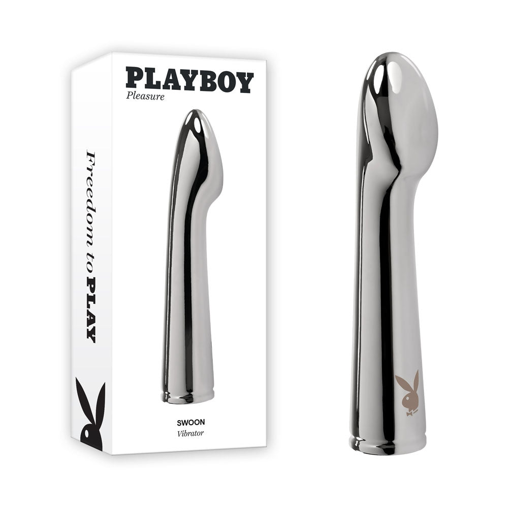 Playboy Pleasure SWOON - Chrome 14 cm USB Rechargeable Vibrator - Just for you desires