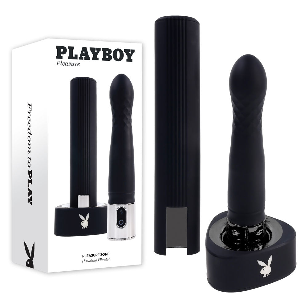 Playboy Pleasure PLEASURE ZONE - Black 21.4 cm Rechargeable Vibrator with USB Charging Dock - Just for you desires