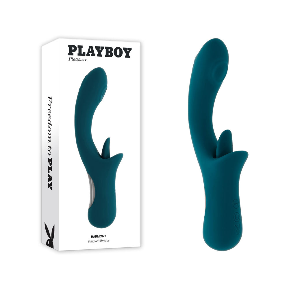 Playboy Pleasure HARMONY - Blue 22.9 cm USB Rechargeable Vibrator with Clitoral Flicker - Just for you desires