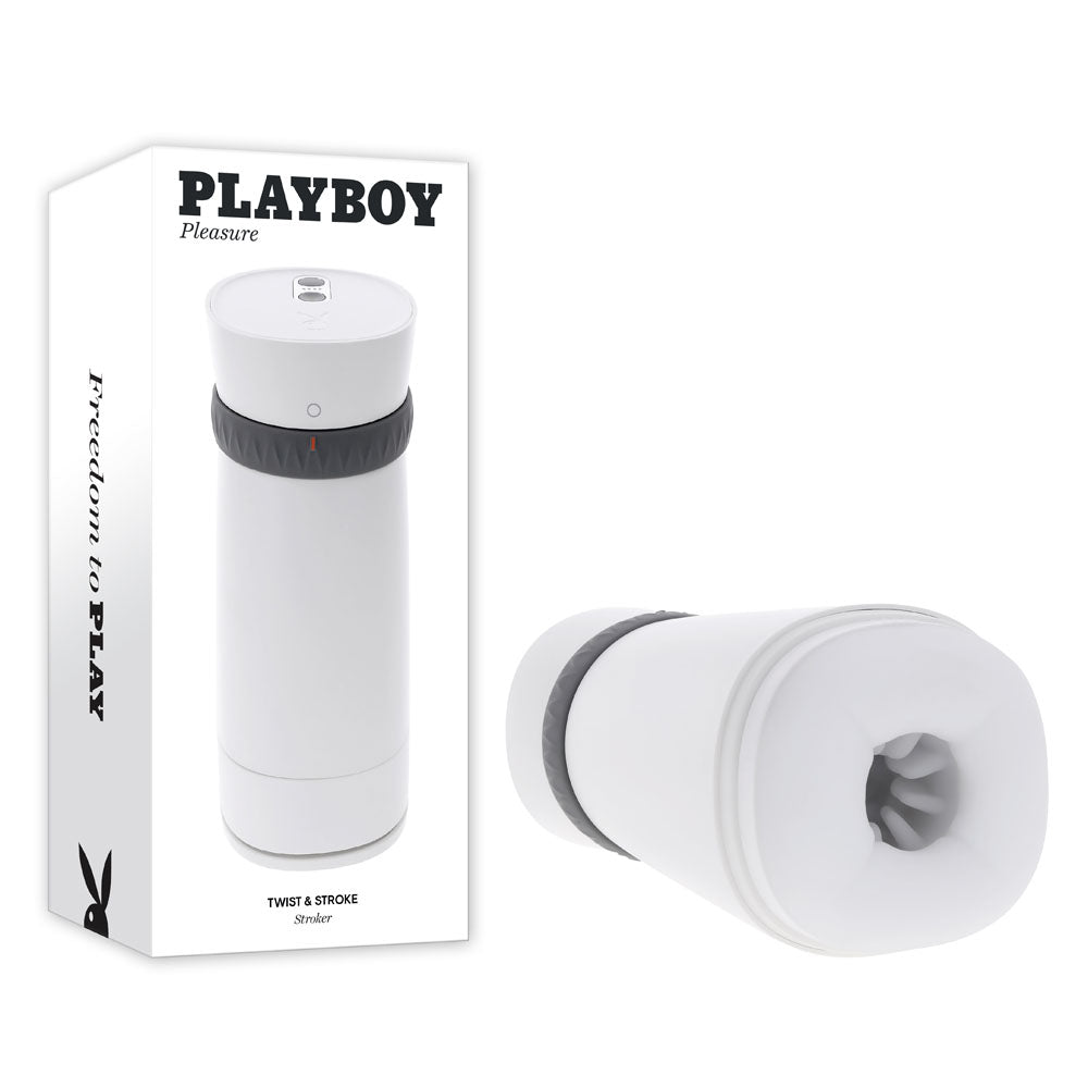 Playboy Pleasure TWIST & STROKE - White USB Rechargeable Heating Stroker with UV Cleaning - Just for you desires