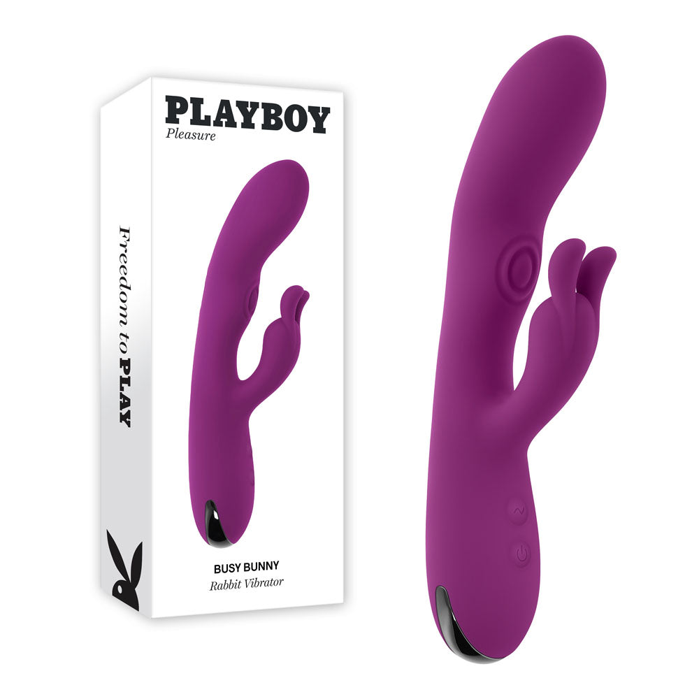Playboy Pleasure BUSY BUNNY - Purple 22.6 cm USB Rechargeable Rabbit Vibrator with Tapping Shaft - Just for you desires