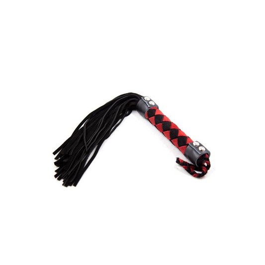 15"" Leather Flogger Black W/ Red