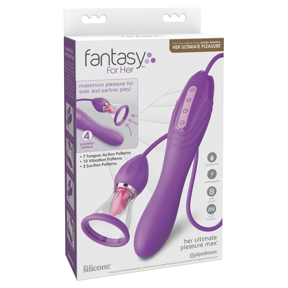 Fantasy For Her Her Ultimate Pleasure Max - Purple USB Rechargeable Vibrator with Flicking Stimulator - Just for you desires