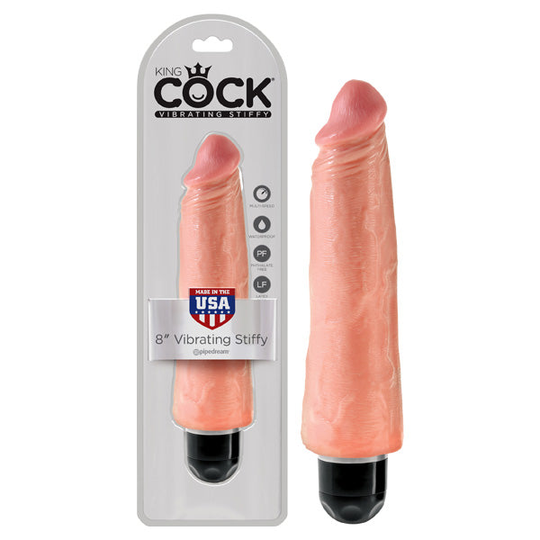 King Cock 8'' Vibrating Stiffy - Flesh 20.3 cm Vibrating Dong - Just for you desires