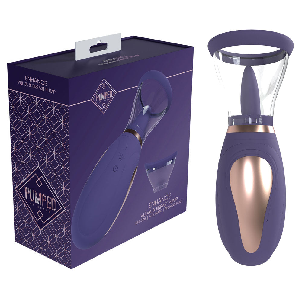 PUMPED Enhance Auto Vulva & Brest Pump - Purple - Purple USB Rechargeable Ladies Pump - Just for you desires