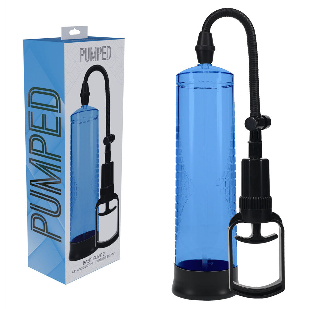 PUMPED Basic Pump 2 - Blue - Blue Penis Pump - Just for you desires