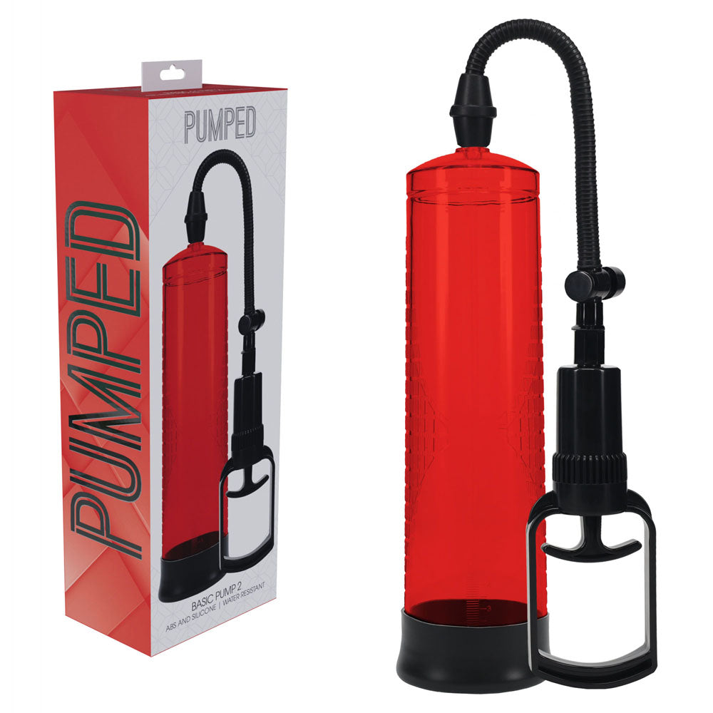 PUMPED Basic Pump 2 - Red - Red Penis Pump - Just for you desires