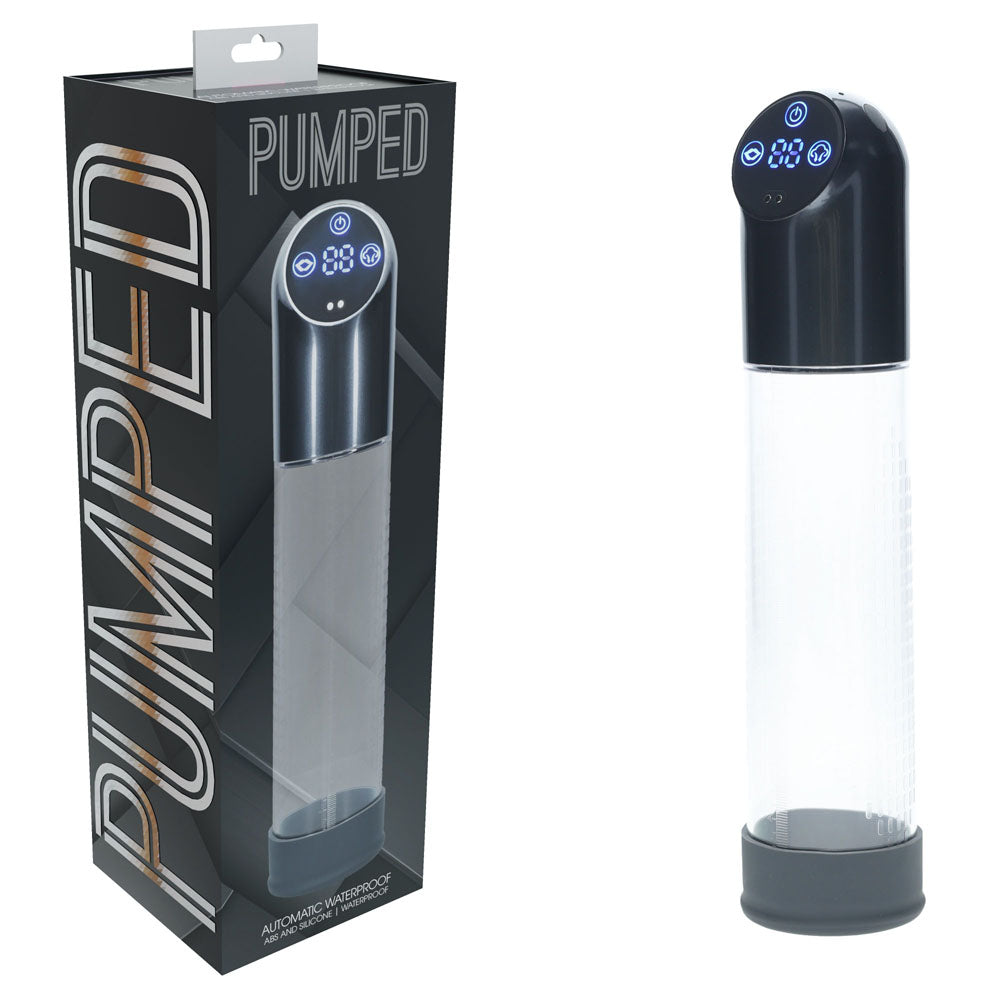 PUMPED Automatic Waterproof Pump - Gun Metal - Gunmetal/Clear USB Rechargeable Automatic Penis Pump - Just for you desires