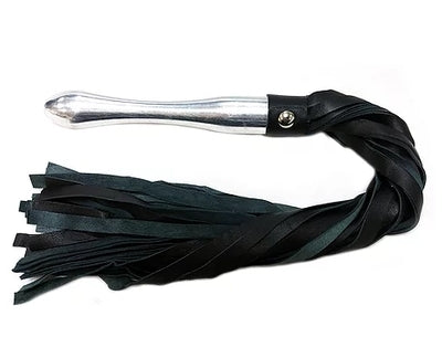 Rouge Leather Flogger With Aluminum Handle Black - Just for you desires