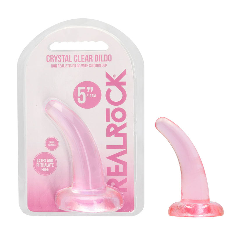 REALROCK Non Realistic Dildo With Suction Cup - 11.5 cm - Pink 11.5 cm Curved Pegging Dong - Just for you desires
