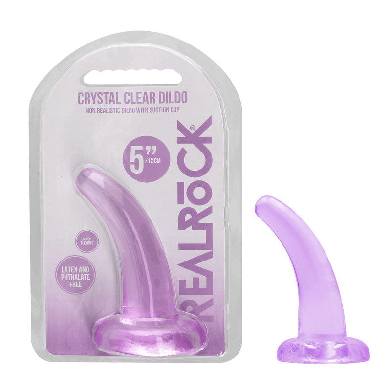 REALROCK Non Realistic Dildo With Suction Cup - 11.5 cm - Purple 11.5 cm Curved Pegging Dong