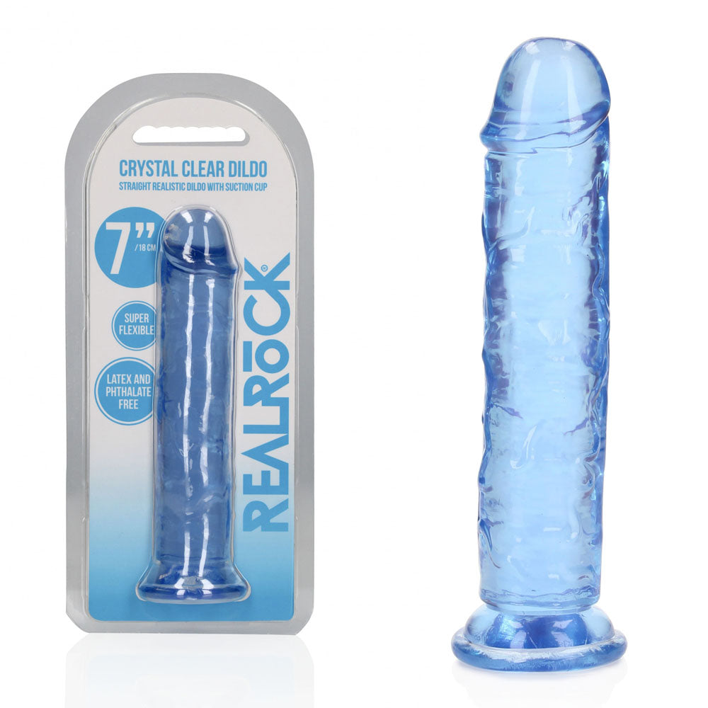 REALROCK 18 cm Straight Dildo - Blue - Blue 18 cm (7'') Dong - Just for you desires