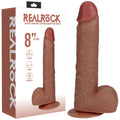 REALROCK 20cm Vibrating + Rotating Cock + Balls - Tan - Tan 20.3 cm (8'') USB Rechargeable Vibrating and Rotating Dong - Just for you desires