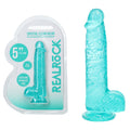 REALROCK 5'' Crystal Clear Dildo with Balls - Turquoise - Clear Turquoise 14.7 cm Dong - Just for you desires