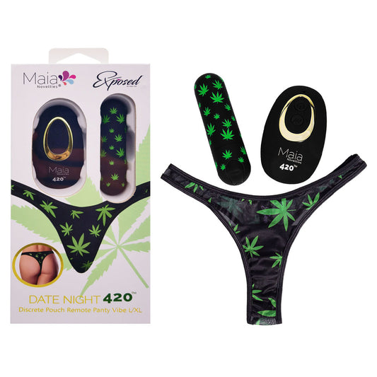 Maia DATE NIGHT 420 PANTY VIBE - L/XL - Black L/XL 420 Panty with Black USB Rechargeable Bullet & Remote