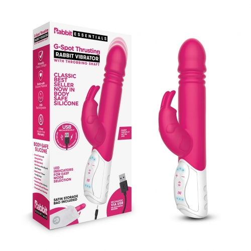 Rabbit Essentials Rechargeable G Spot Thrusting Rabbit Hot Pink - Just for you desires