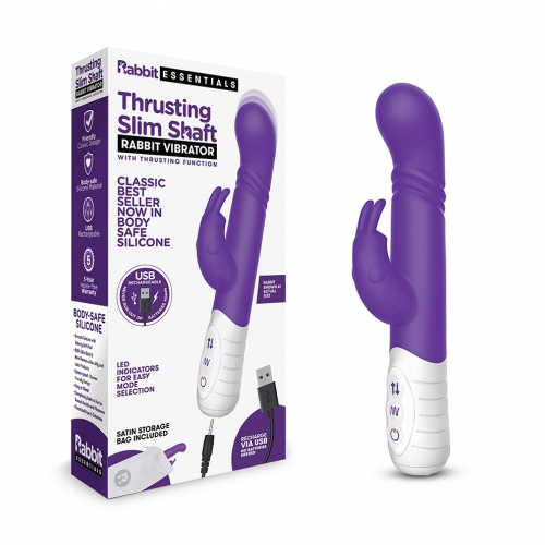 Rabbit Essential Rechargeable Slim Shaft Thrusting G Spot Rabbit Purple - Just for you desires