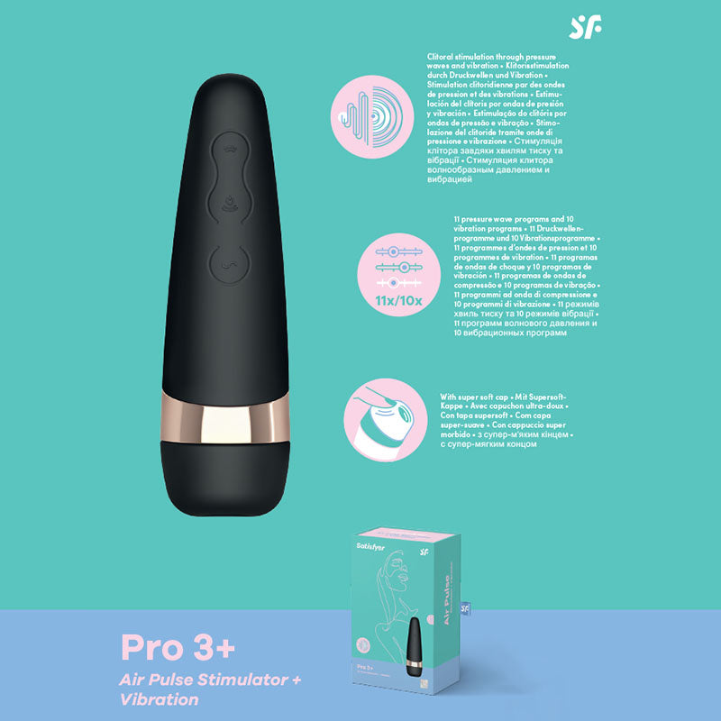 Satisfyer Pro 3+ - Touch-Free USB-Rechargeable Clitoral Stimulator with Vibration - Just for you desires