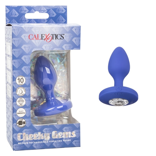 Cheeky Gems Medium Rechargeable Vibrating Probe Blue