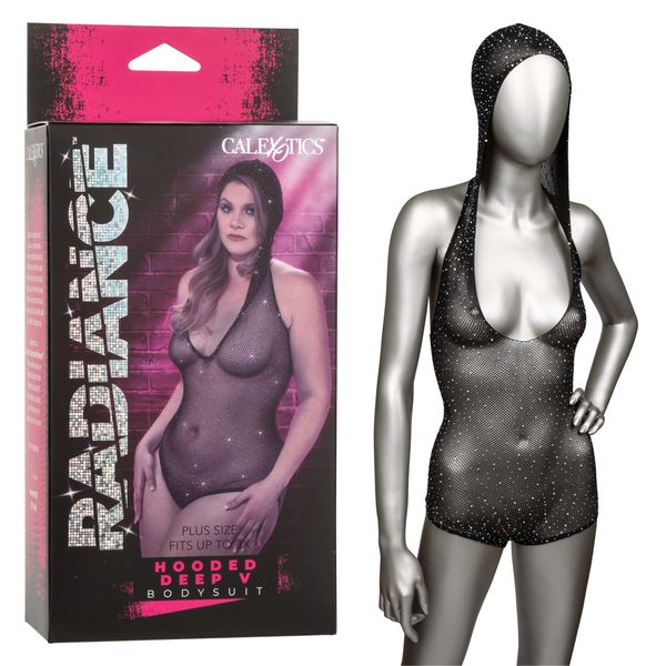 Radiance Plus Size Hooded Deep V Bodysuit - Just for you desires