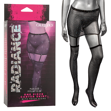 Radiance One Piece Plus Size Garter Skirt With Thigh Highs - Just for you desires