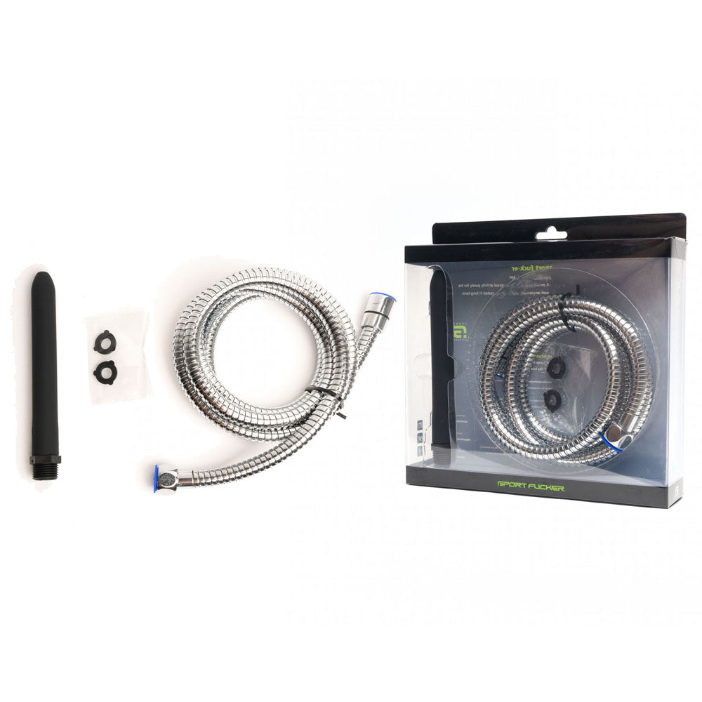 Sport Fucker Hydro Shot Travel Kit - Black 15 cm Clearning Nozzle with 1.8m Flex Hose Connection - Just for you desires
