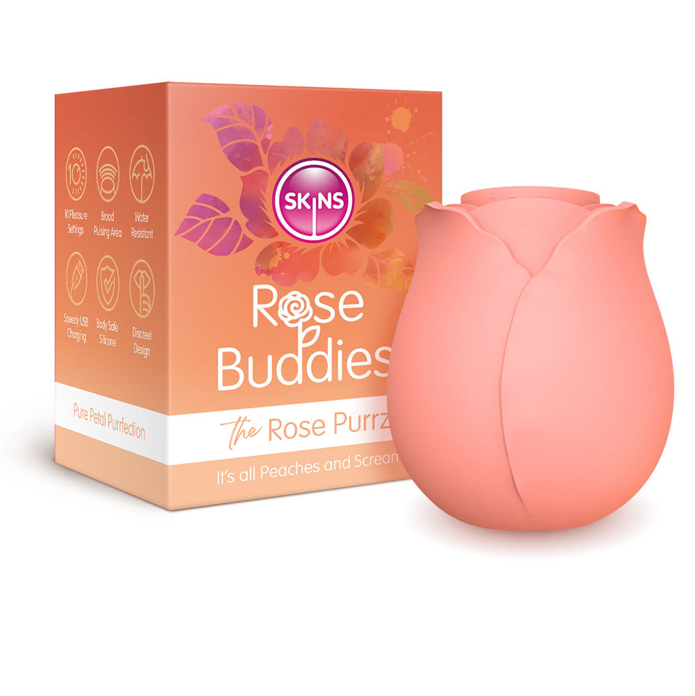 Skins Rose Buddies - The Rose Purrz - Light Pink USB Rechargeable Pulsing Rose Stimulator - Just for you desires