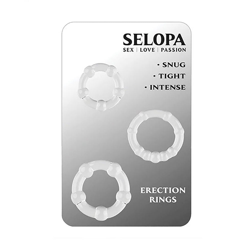 Selopa ERECTION RINGS - Clear Cock Rings - Set of 3 - Just for you desires