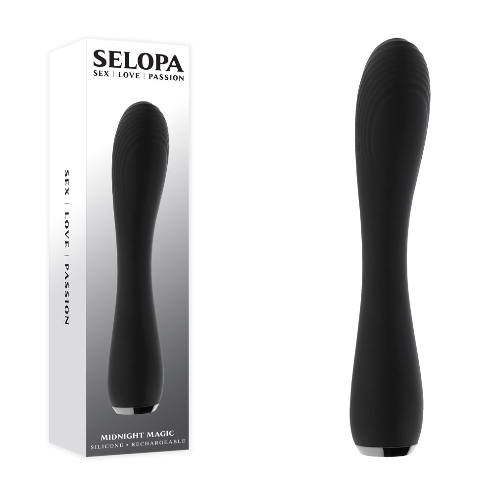 Selopa MIDNIGHT MAGIC - Black 20.2 cm USB Rechargeable Vibrator - Just for you desires