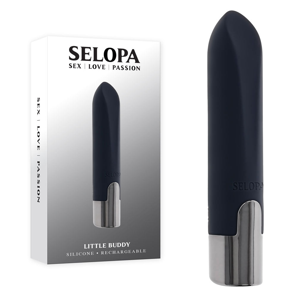 Selopa LITTLE BUDDY - Black 11.1 cm USB Rechargeable Vibrating Bullet - Just for you desires