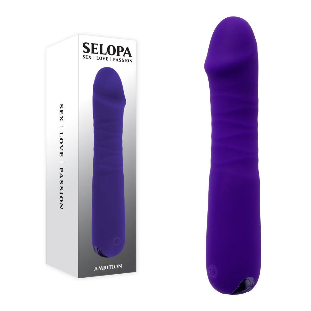 Selopa AMBITION - Purple 17 cm USB Rechargeable Thrusting Vibrator - Just for you desires