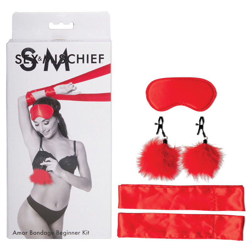 Sex & Mischief Amor Bondage Beginner Kit - Red - 5 Piece Set - Just for you desires