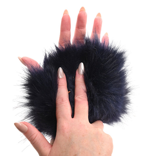 Sex & Mischief Cougar Spiked Sensory Glove - Navy Blue Furry Glove with Metal Spikes