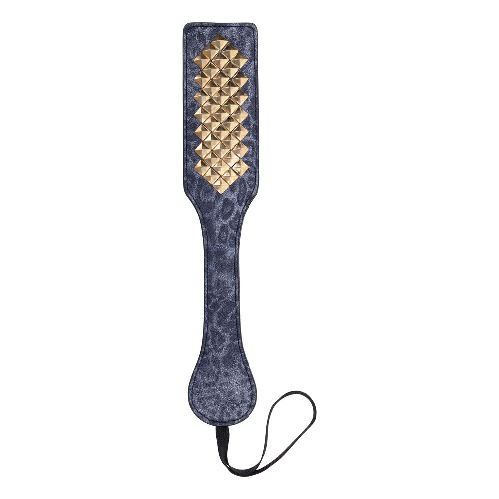 Sex & Mischief Cougar Studded Paddle - Navy Blue Paddle with Gold Studs - Just for you desires