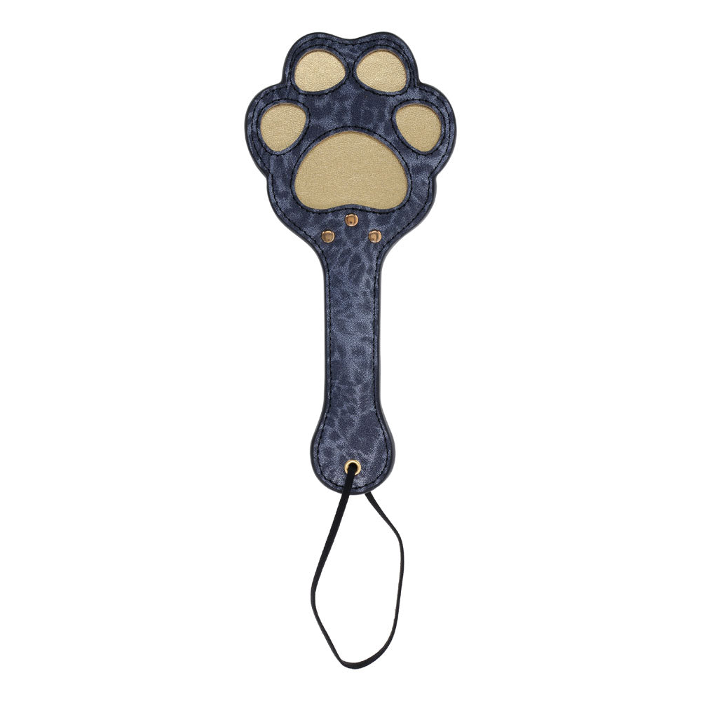 Sex & Mischief Cougar Paw Paddle - Navy Blue/Gold Spanking Paddle - Just for you desires