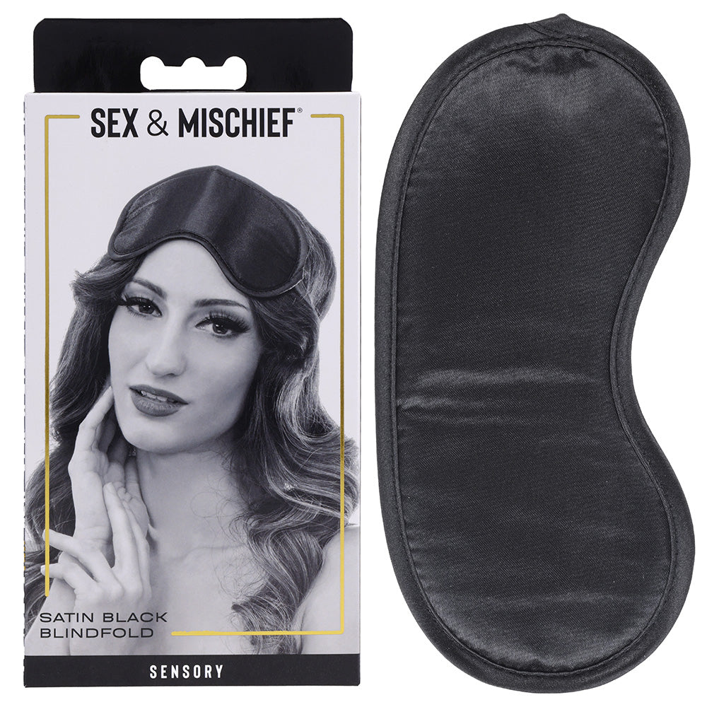 Sex & Mischief Satin Blindfold Black - Black Blindfold - Just for you desires