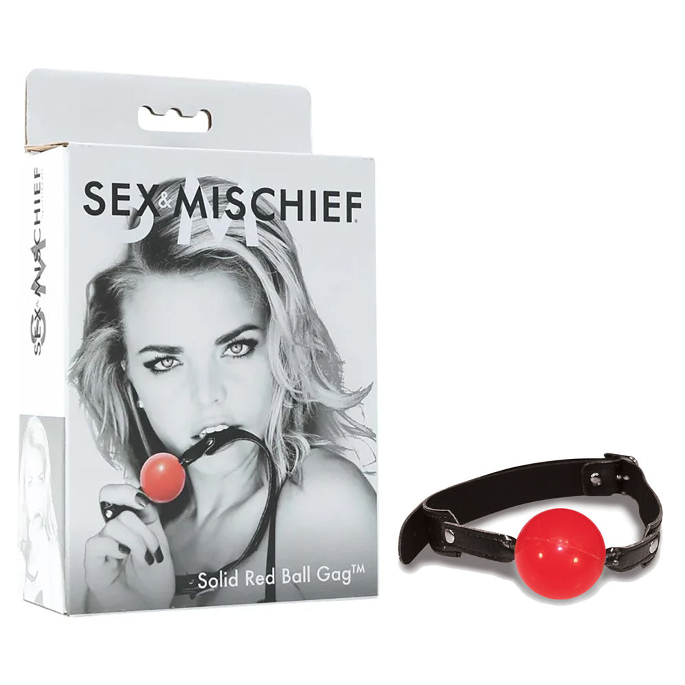 Sex & Mischief Solid Red Ball Gag - Red/Black Mouth Restraint - Just for you desires