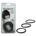 Sex & Mischief Nitrile Cock Ring 3 Pack - Black Cock Rings - Set of 3 Sizes - Just for you desires