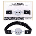 Sex & Mischief Lace Silicone Breathable Ball Gag - Black/Grey Mouth Restraint - Just for you desires