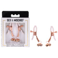 Sex & Mischief Peaches n CreaMe Bell Nipple Clamps - Peach/Rose Gold Nipple Clamps with Bells - Set of 2 - Just for you desires