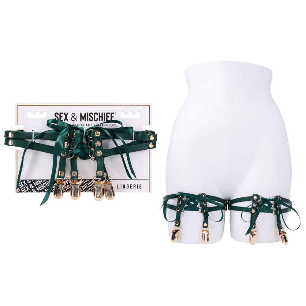 Sex & Mischief Indica Laced Up Garters - /Gold Garters - Set of 2 - Just for you desires
