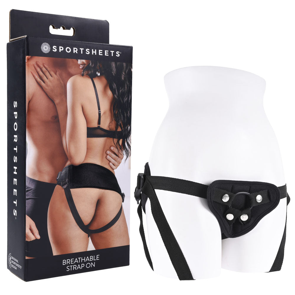 SPORTSHEETS Breathable Strap On - Black Adjustable Strap-On Harness (No Probe Included) - Just for you desires