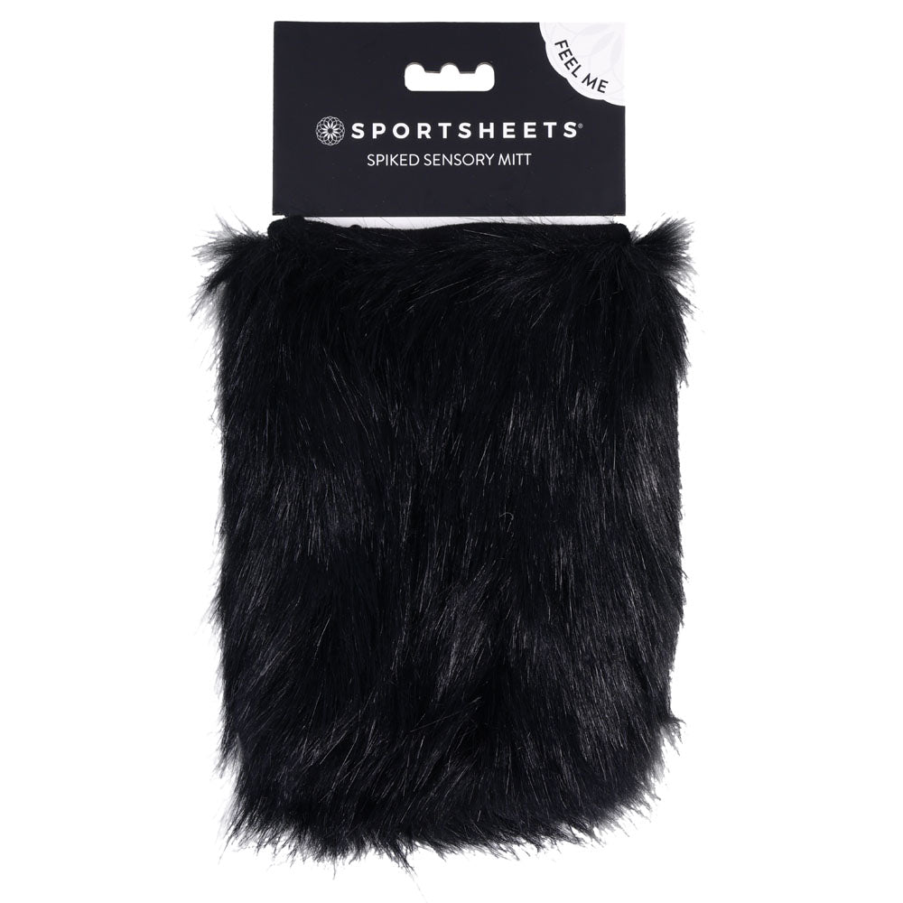 SPORTSHEETS Spiked Sensory Mitt - Black Furry Mitt with Spikes - Just for you desires