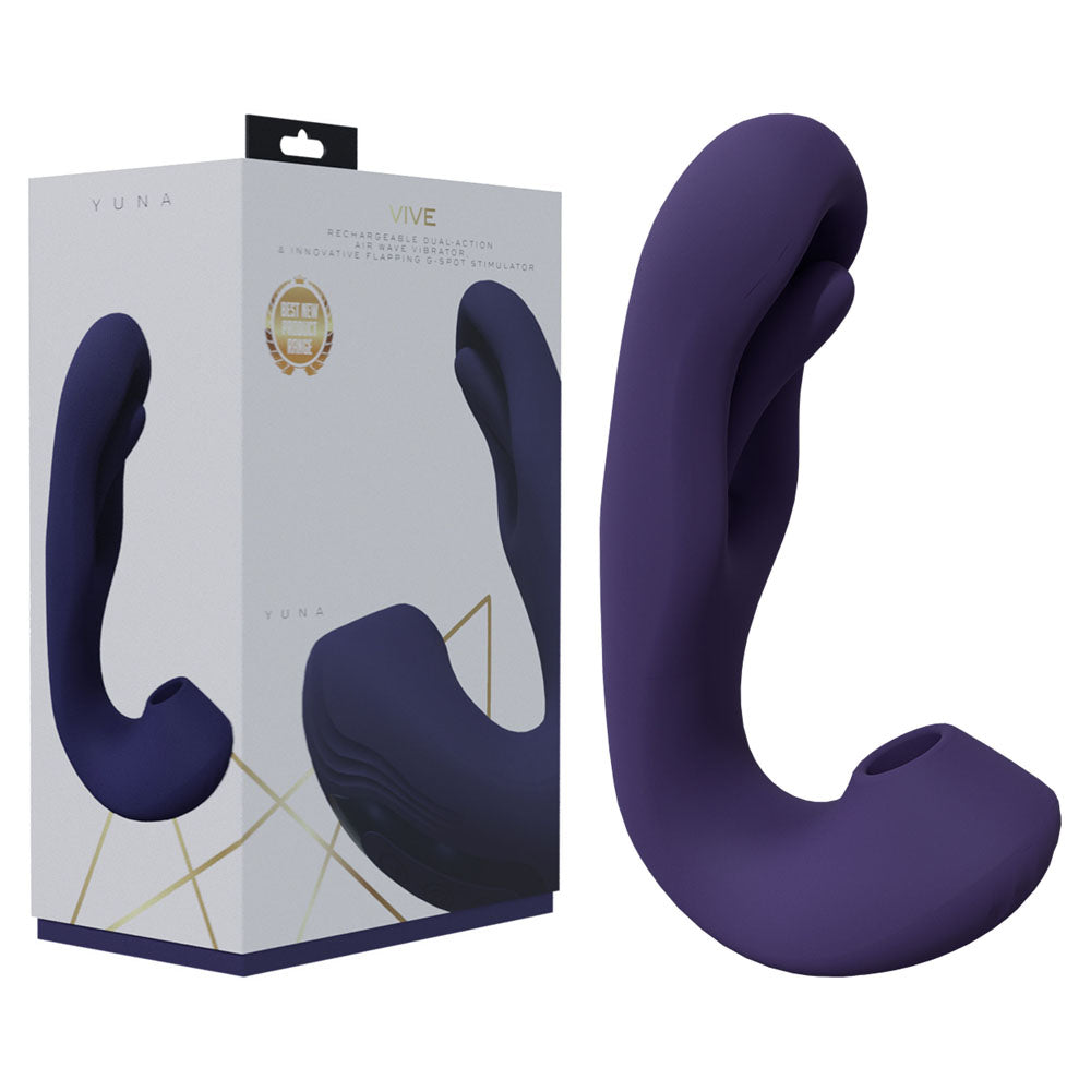 VIVE Yuna - Purple - Purple USB Rechargeable Flapping Vibrator with Air Pulsation - Just for you desires