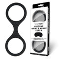 WhipSmart Silicone Wrist & Ankle Cuffs - Black - Black Restraints with Bonus Eye Mask - Just for you desires
