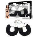 WhipSmart Classic Furry Cuffs - Black - Black Furry Restraints with Bonus Eye Mask - Just for you desires
