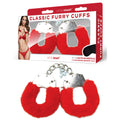 WhipSmart Classic Furry Cuffs - Red - Red Furry Restraints with Bonus Eye Mask - Just for you desires