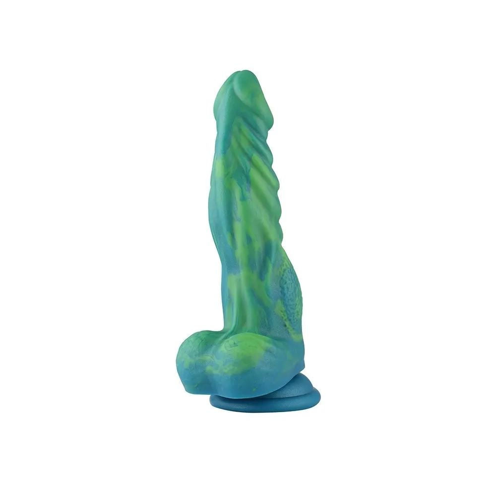 Hismith 9.6in Silicone Green Mix Yellow Dildo - Just for you desires